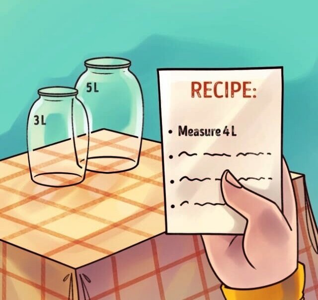 Google 입사 시험 문제 - 4리터의 물을 정확하게 측정하는 방법은?