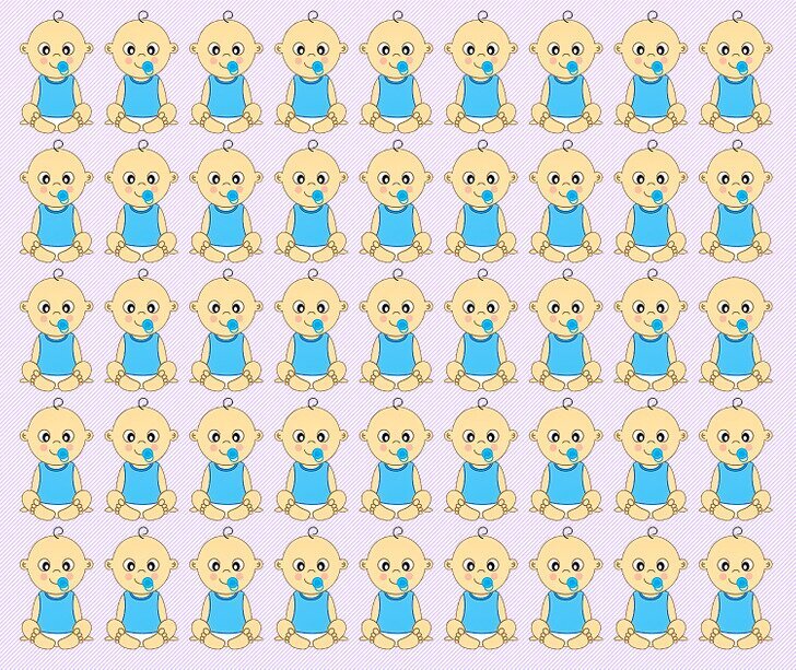 아기들 중에 다른 한 아기를 찾아보세요