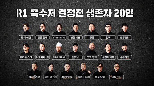 흑백요리사 퀴즈 R1 흑수저 결정전 생존자 20인 요리 보고 이름 맞추기
