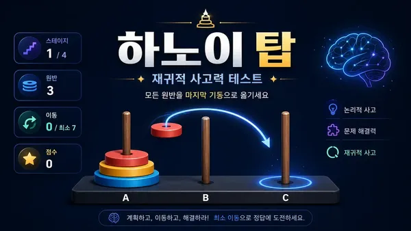 하노이 탑 - 재귀적 사고력 테스트