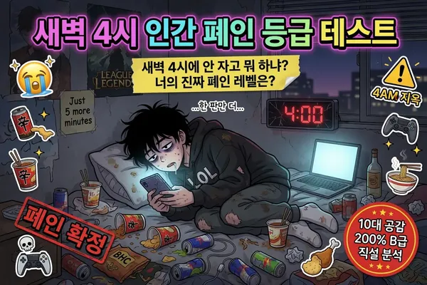 새벽 4시 인간 폐인 등급 테스트