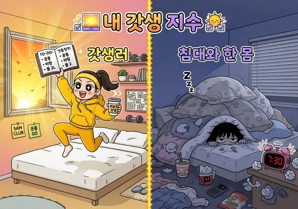 🌅 내 갓생 지수 테스트 — 갓생러 vs 침대와 한 몸