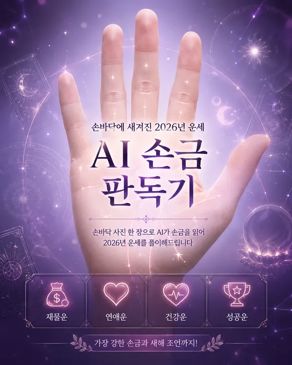 AI 손금 판독기 - 손바닥에 새겨진 2026년 운세